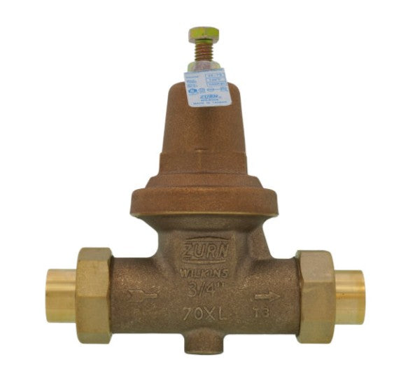 Zurn Wilkins 34-70XLDUC 3/4" 70XL Pressure Reducing Valve with Double Union FNPT Connection and FC (Cop/ Sweat) Union Connection