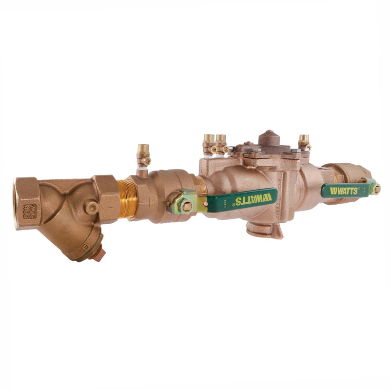 Watts 1 1/2 IN Lead Free Reduced Pressure Zone Backflow Preventer Assembly, Quarter Turn Shutoff Val