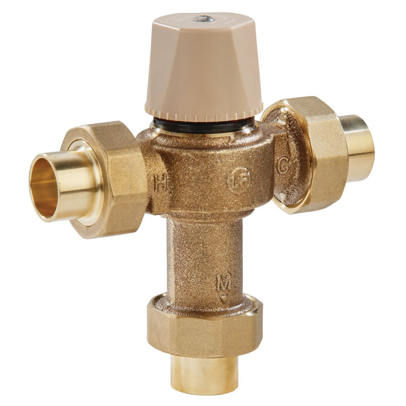 Watts LFMMVM1-US 3/4 3/4 IN Lead Free Thermostatic Mixing Valve, Solder Union End Connections, Adjus