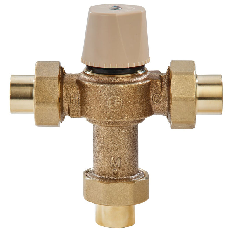 Watts LFMMVM1-US 3/4 3/4 IN Lead Free Thermostatic Mixing Valve, Solder Union End Connections, Adjus