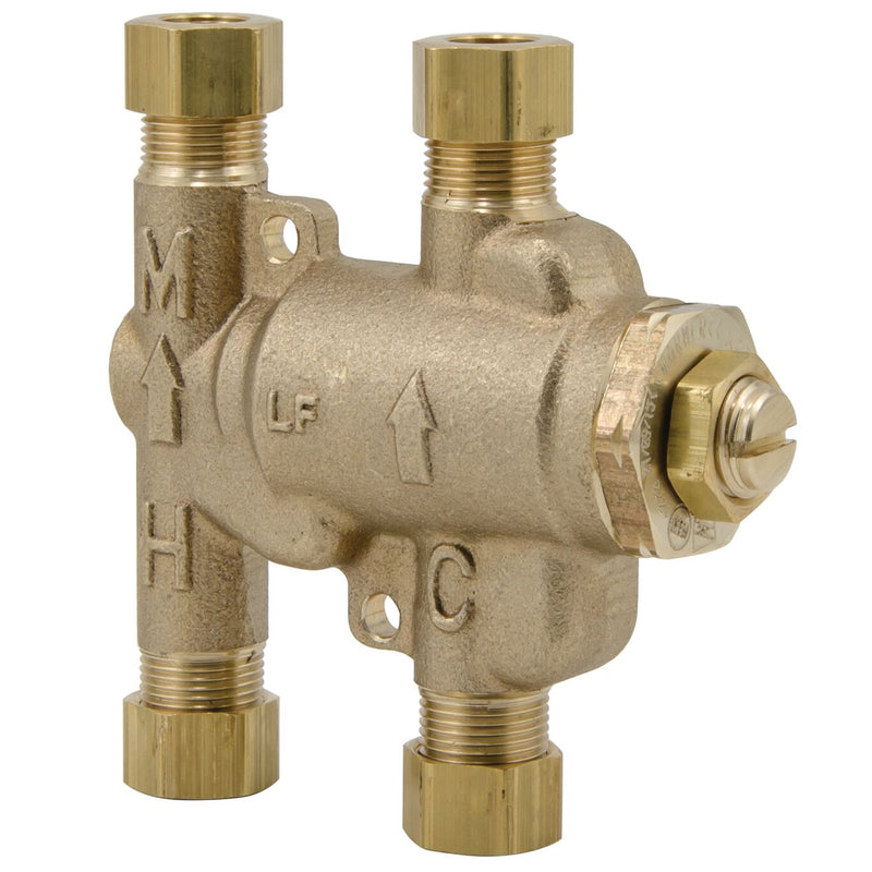 Watts LFUSG-B-M2 3/8 IN Lead Free Thermostatic Mixing Valve, Adjustable 80-120 F 0204143