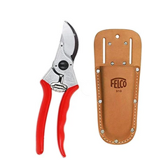 FELCO F2 - Tijeras de podar profesionales con clip de cuero o funda para cinturón 